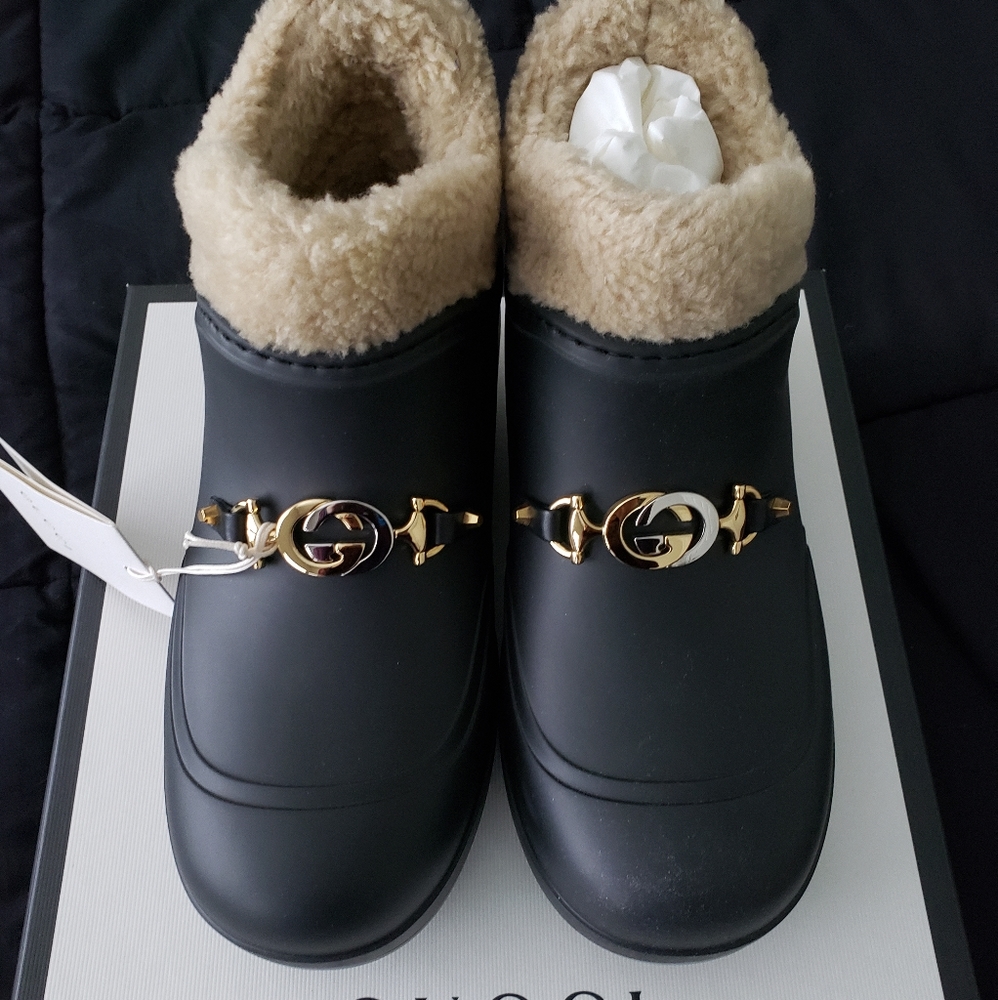 Sold‼️Gucci Rubber Wool Womens Crossy Ankle Boots 6